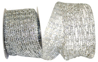 Silver Metallic Wired Edge Ribbon 2-1/2 Inch for Bows