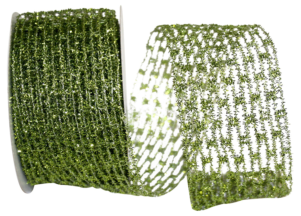 Lime Metallic Wired Edge Ribbon 2-1/2 Inch for Wreaths