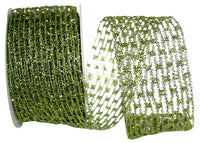 Lime Metallic Wired Edge Ribbon 2-1/2 Inch for Wreaths