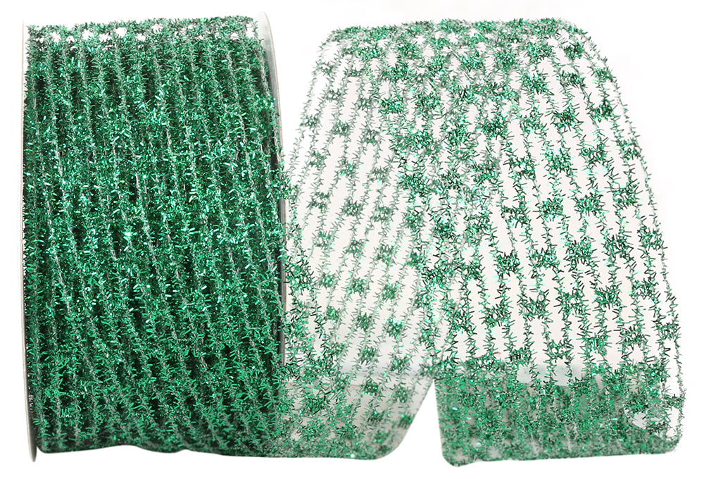 Emerald Metallic Wired Edge Ribbon 2-1/2 Inch for Bows