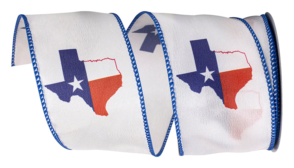 White 2-1 2 Inch Texas Pride Wired Edge Ribbon for Wreaths & Bows