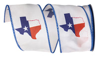White 2-1 2 Inch Texas Pride Wired Edge Ribbon for Wreaths & Bows