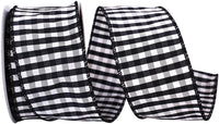 Black 2-1/2 Inch Check Taffeta Wired Edge Ribbon