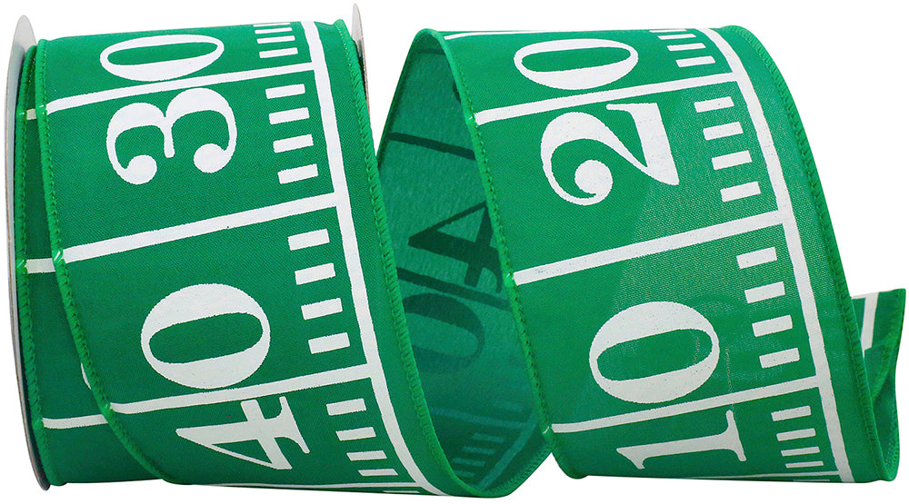 Green 2-1 2 Inch Football Field Wired Edge Ribbon Rd for Wreaths & Bows