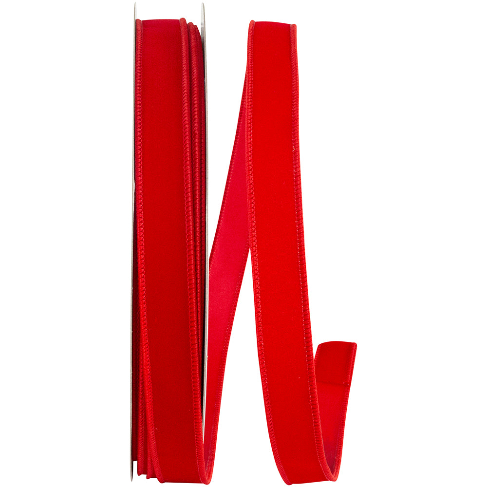 Red 7 8 Inch Velvet Wired Edge Ribbon for Wreaths & Bows