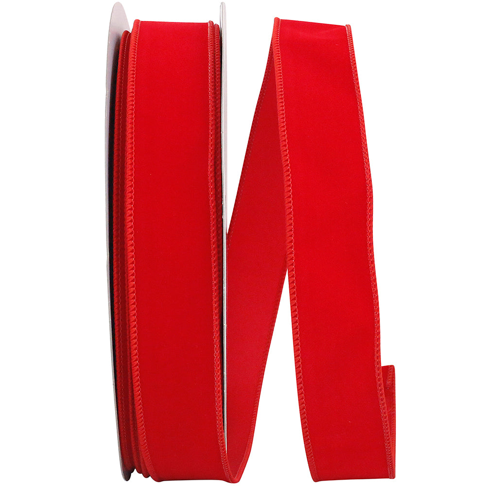 Red 1-1 2 Inch Velvet Wired Edge Ribbon for Wreaths & Bows