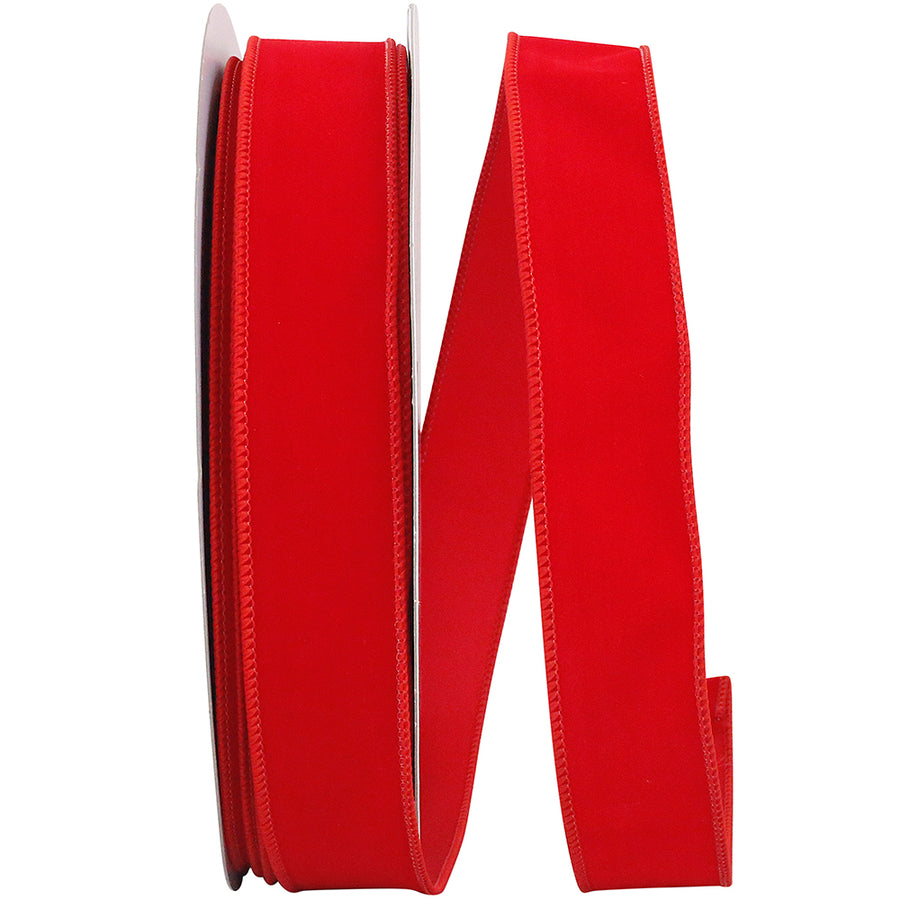 Red 1-1 2 Inch Velvet Wired Edge Ribbon for Wreaths & Bows
