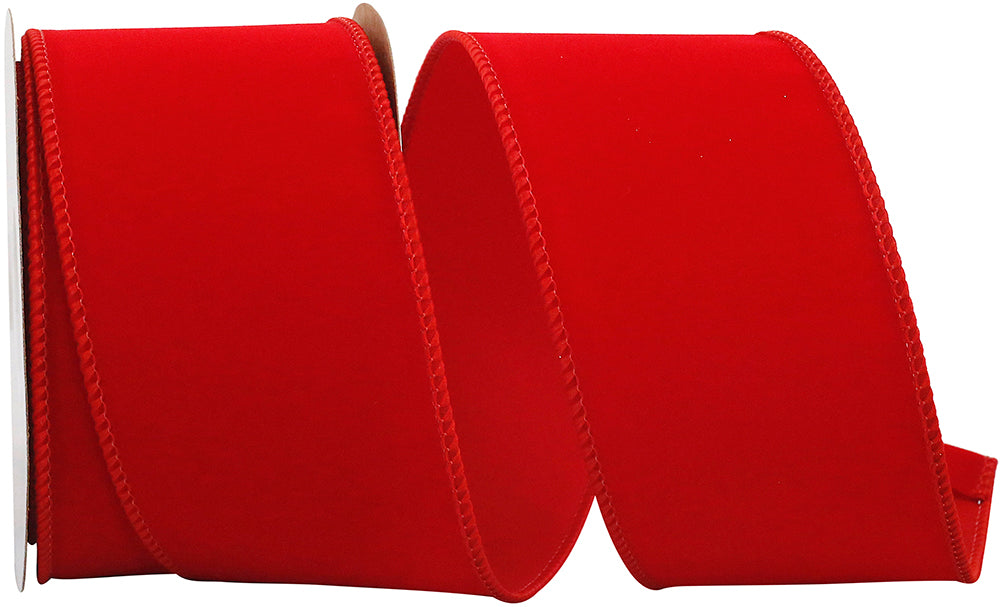 Red 2-1 2 Inch Velvet Wired Edge Ribbon for Wreaths & Bows