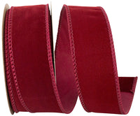 Burgundy Velvet Wired Edge Ribbon 1-1/2 Inch for Bows