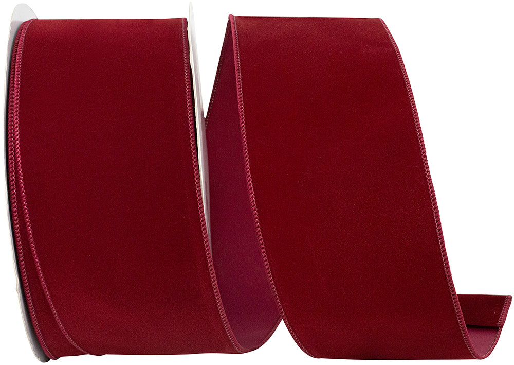 Burgundy Velvet Wired Edge Ribbon 4 Inch for Wreaths
