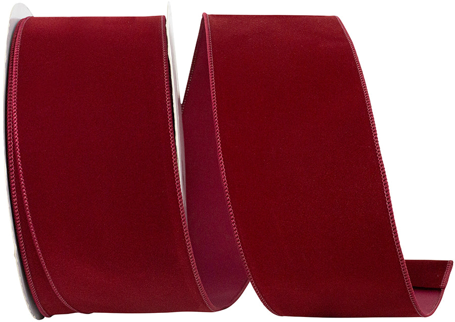 Burgundy Velvet Wired Edge Ribbon 4 Inch for Wreaths