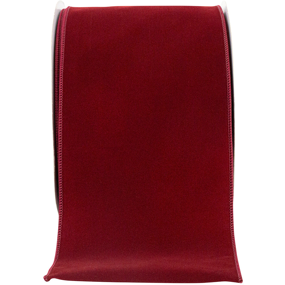 Burgundy Velvet Wired Edge Ribbon 6 Inch for Wreaths