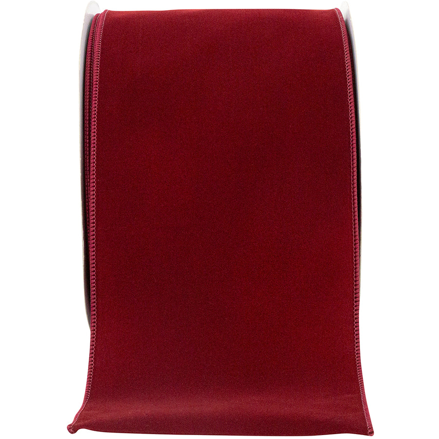 Burgundy Velvet Wired Edge Ribbon 6 Inch for Wreaths