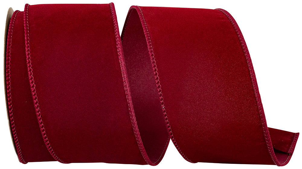 Burgundy Velvet Wired Edge Ribbon 2-1/2 Inch for Bows