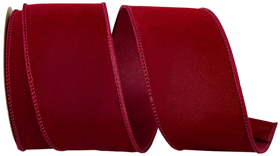Burgundy Velvet Wired Edge Ribbon 2-1/2 Inch for Bows