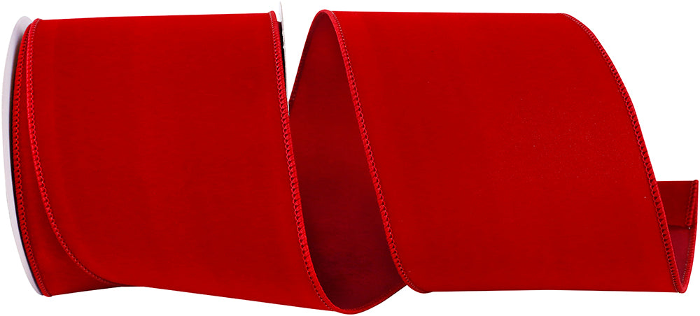Scarlet Velvet Wired Edge Ribbon 4 Inch for Wreaths