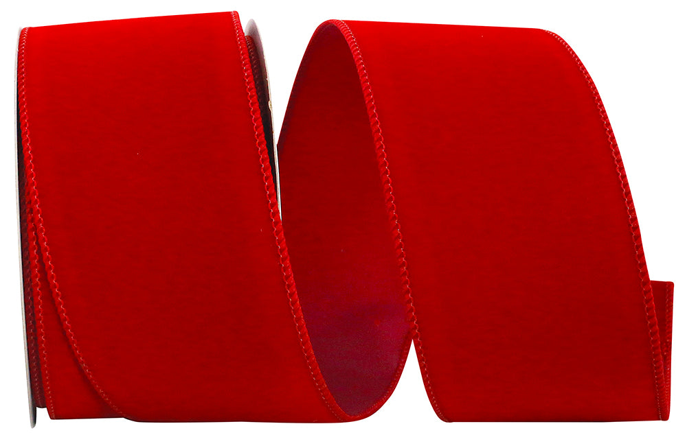 Scarlet Velvet Wired Edge Ribbon 2-1/2 Inch for Wreaths
