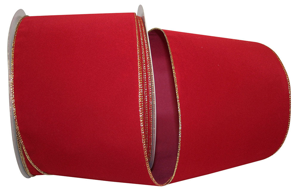 Velvet Wired Edge Ribbon Scarlet Gold 6 Inch for Bows