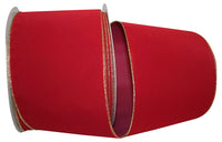 Velvet Wired Edge Ribbon Scarlet Gold 6 Inch for Bows