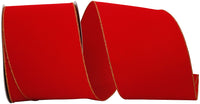 Red Gold 6 Inch Velvet Wired Edge Ribbon for Wreaths & Bows