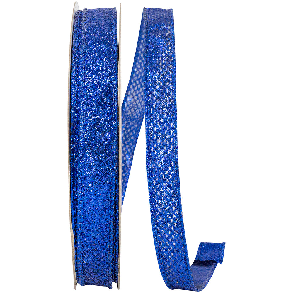 Glitter Metallic Lame Ribbon 5/8 Inch Royal for Bows