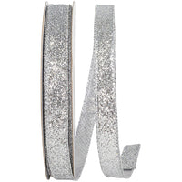 Silver Glitter Metallic Lame 5/8 Inch Wired Edge Ribbon