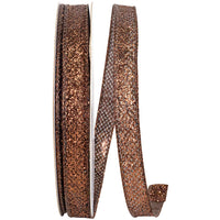 Chocolate Glitter Metallic Lame Wired Edge Ribbon 5/8 Inch
