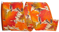 Multi 2-1 2 Inch Leaf Standard Wired Edge Ribbon for Wreaths & Bows
