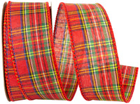 Plaid Wired Edge Ribbon Multi 1-1/2 Inch for Wreaths