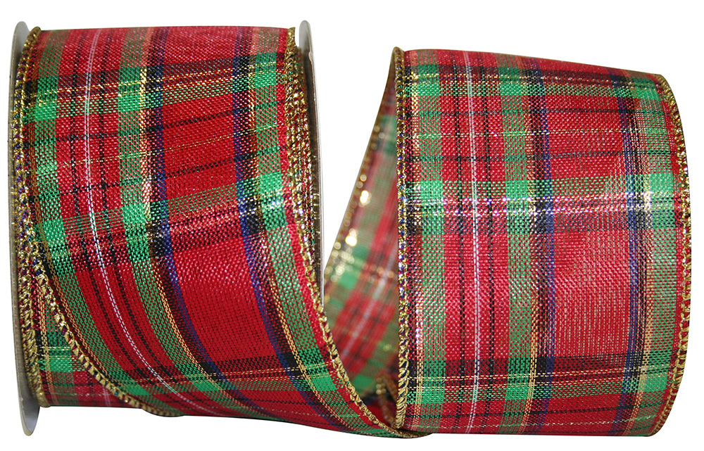 Renee Plaid Wired Edge Ribbon Multi 2-1/2 Inch for Bows