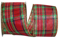 Renee Plaid Wired Edge Ribbon Multi 2-1/2 Inch for Bows