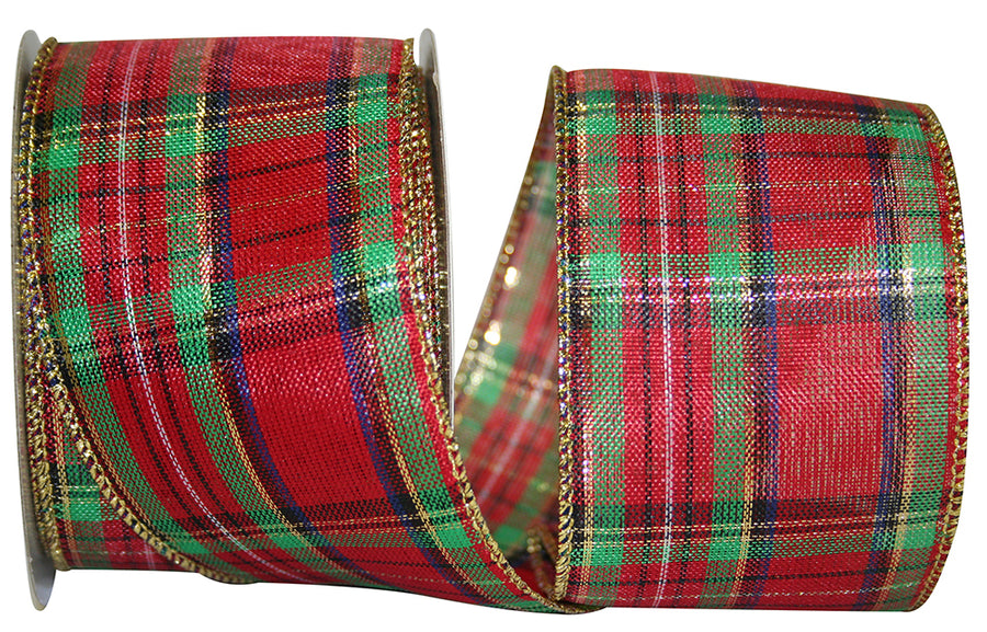 Renee Plaid Wired Edge Ribbon Multi 2-1/2 Inch for Bows
