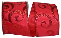Red 2-1/2 Inch Glitter Wired Edge Ribbon for Wreaths