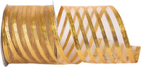 Gold Metallic Stripe Wired Edge Ribbon 2-1/2 Inch 10Yds