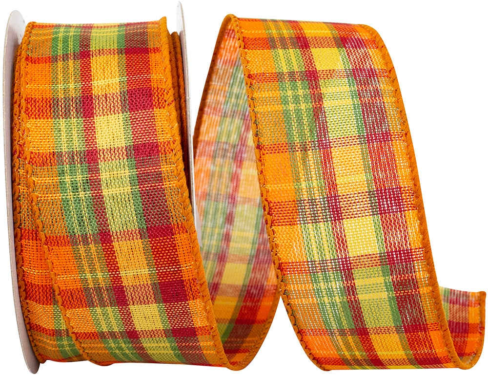Plaid Wired Edge Ribbon Multi 1-1/2 Inch for Bows