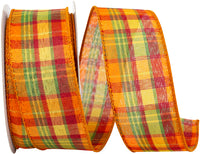 Plaid Wired Edge Ribbon Multi 1-1/2 Inch for Bows