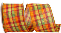 Plaid Wired Edge Ribbon Multi 2-1/2 Inch for Wreaths