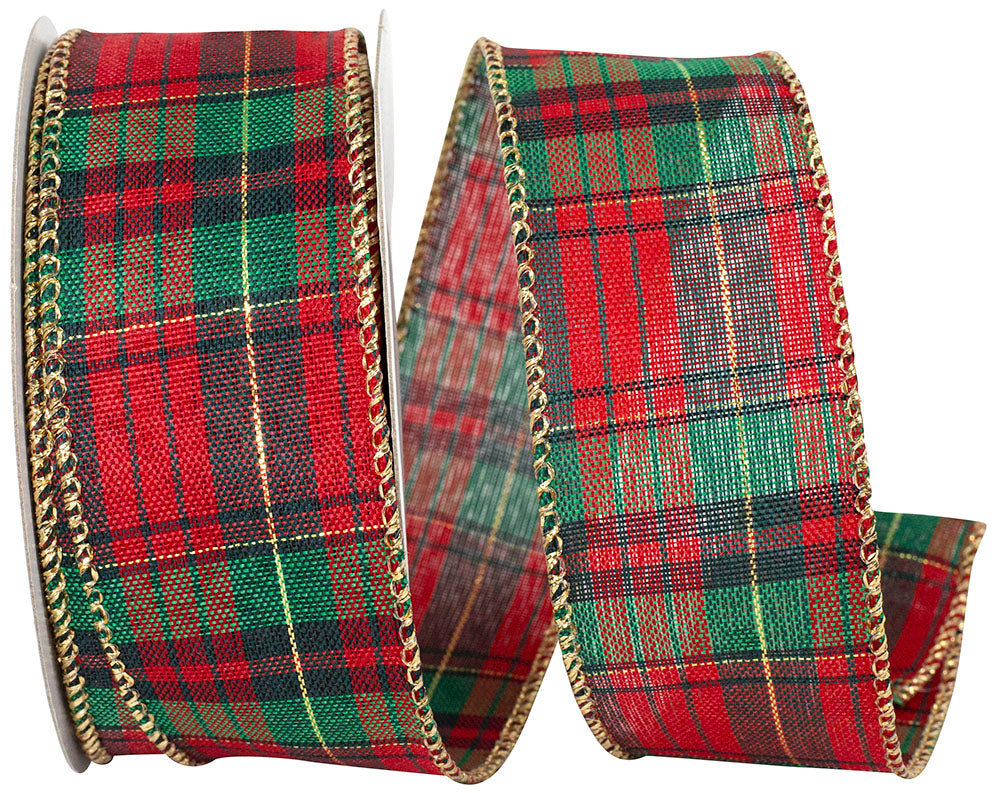 Mcshay Plaid Wired Edge Ribbon Multi 1-1/2 Inch 10 Yards