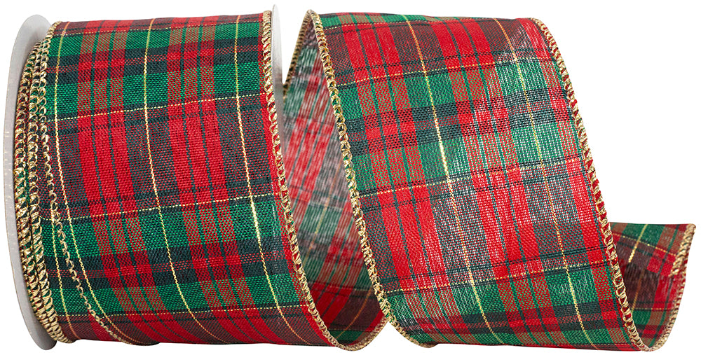 Mcshay Plaid Wired Edge Ribbon Multi 2-1/2 Inch 10 Yards