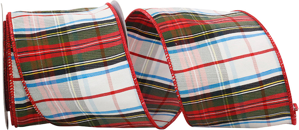 Multi Plaid Wired Edge Ribbon 4 Inch for Wreaths and Bows