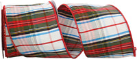 Multi Plaid Wired Edge Ribbon 4 Inch for Wreaths and Bows