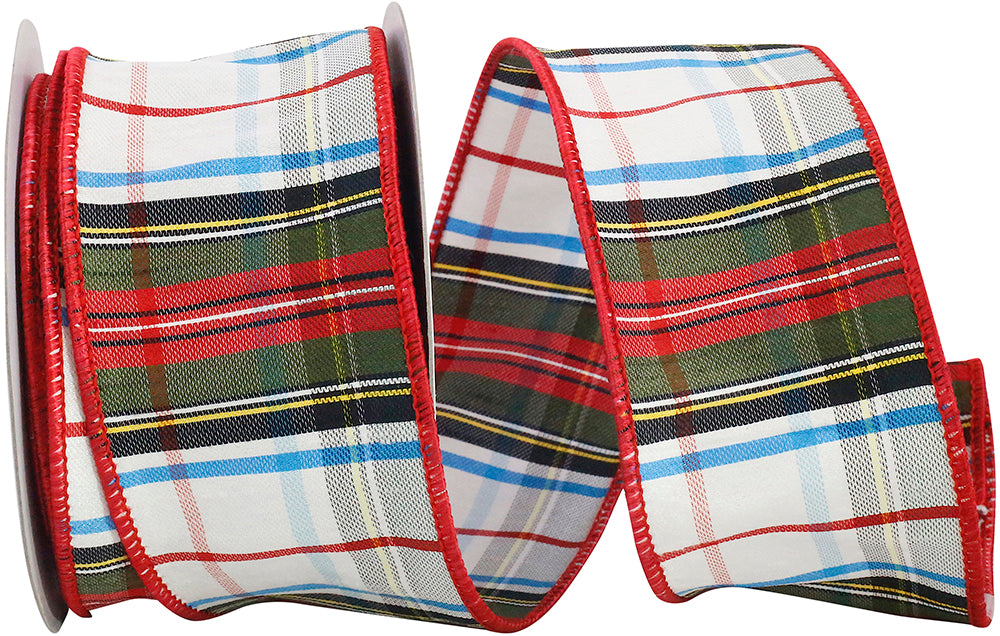 Multi Plaid Wired Edge Ribbon 2-1/2 Inch for Wreaths