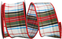 Multi Plaid Wired Edge Ribbon 2-1/2 Inch for Wreaths