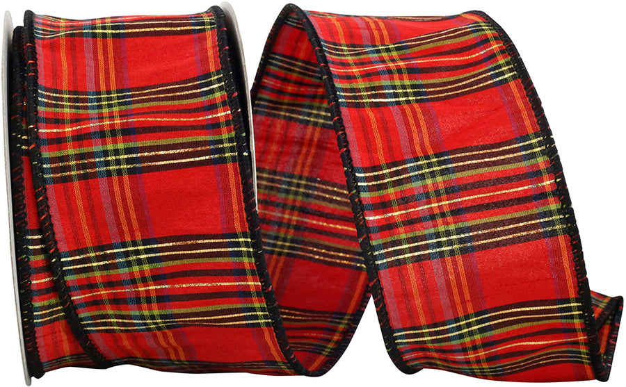 Edinburgh Plaid Wired Edge Ribbon Multi 2-1/2 Inch