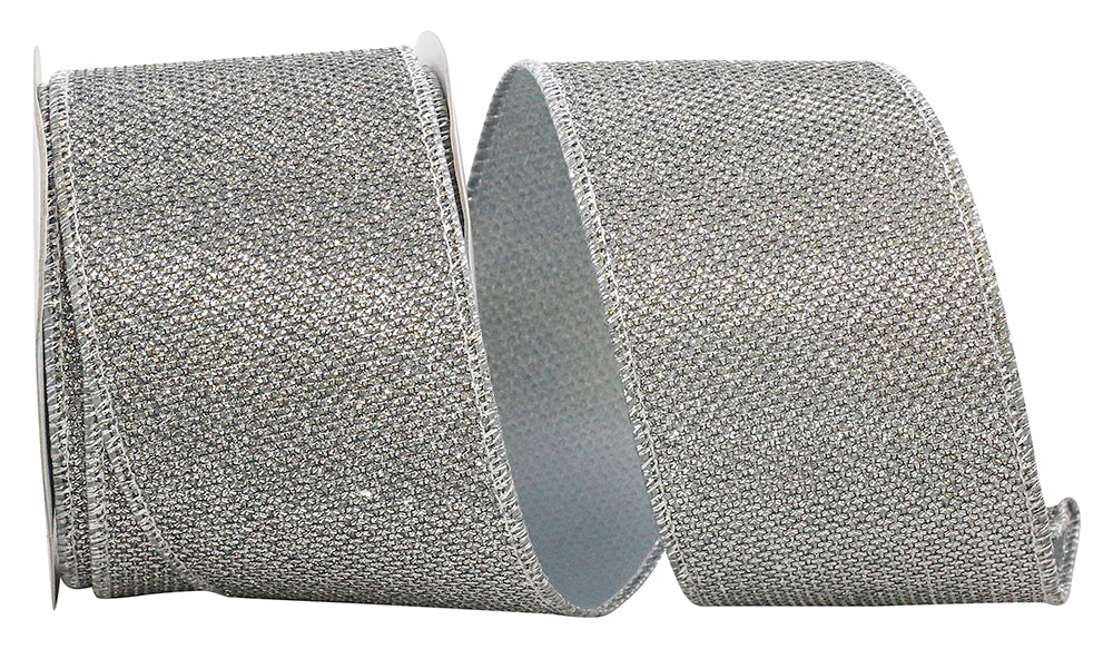Silver 2-1/2 Inch Metallic Wired Edge Ribbon