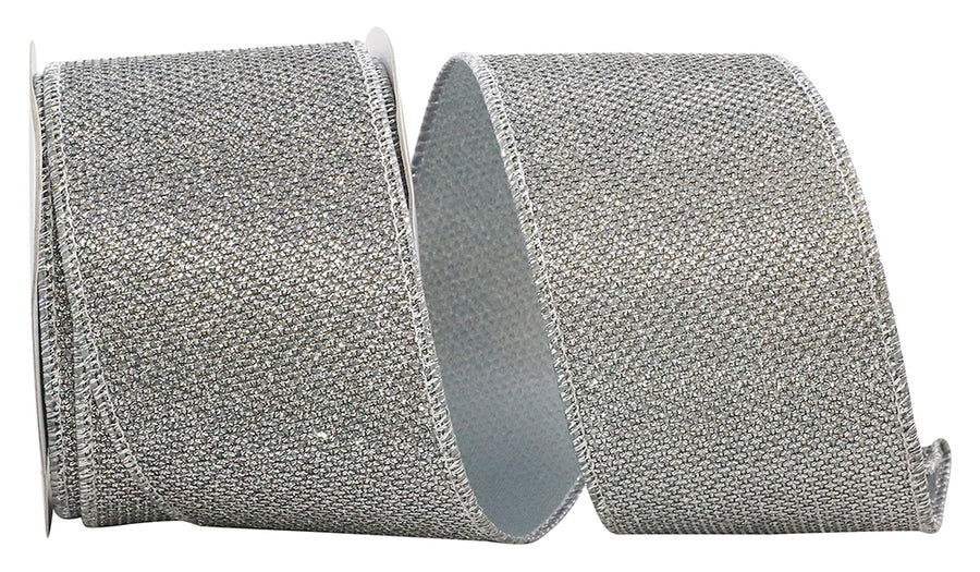 Silver 2-1/2 Inch Metallic Wired Edge Ribbon