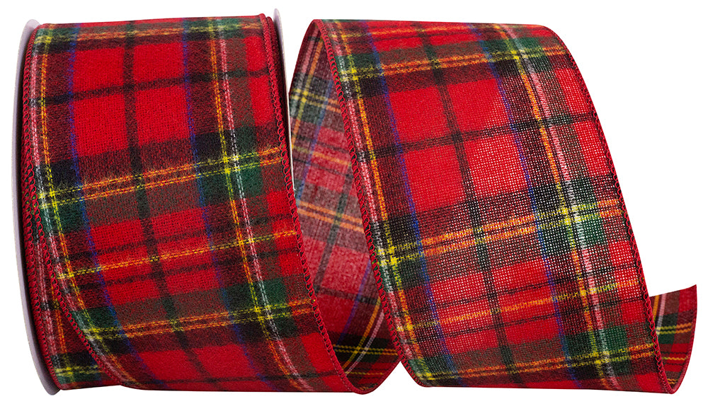 4 Inch Multi Flannel Plaid Wired Edge Ribbon for Bows