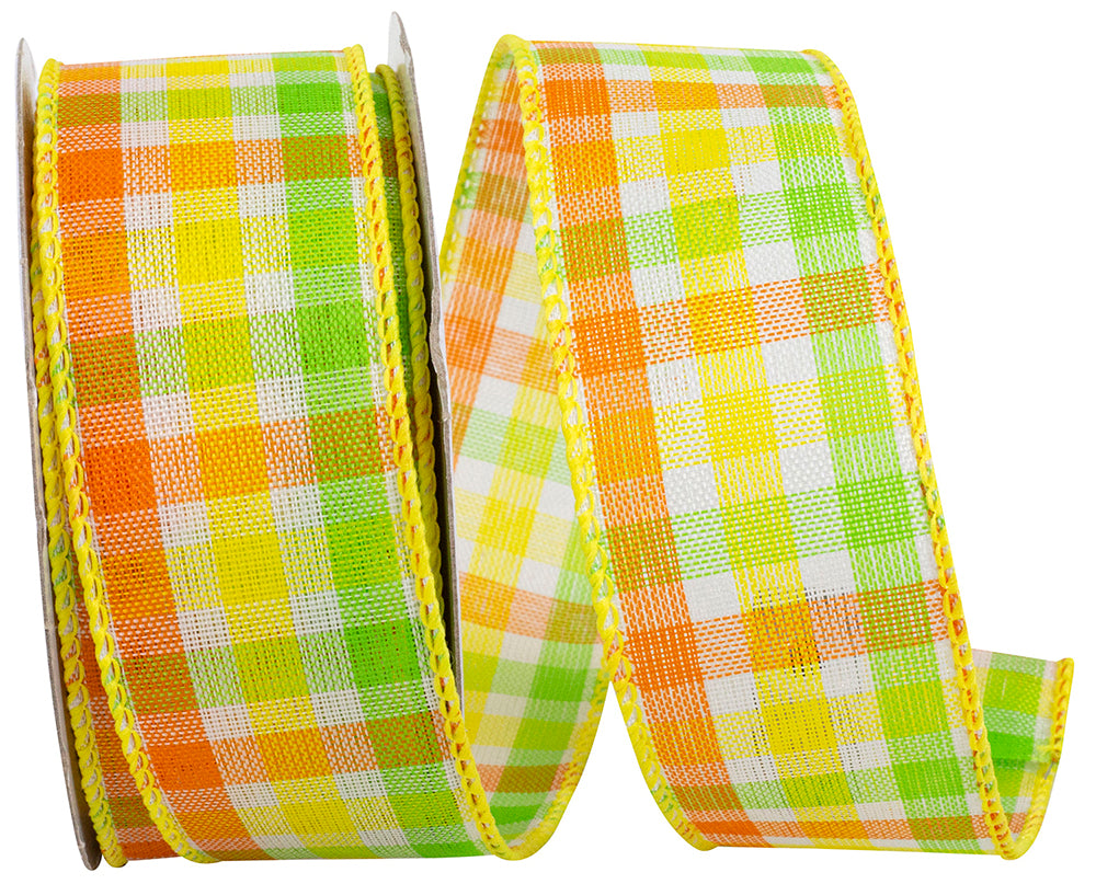 Plaid Wired Edge Ribbon 1-1/2 Inch for Wreaths and Bows