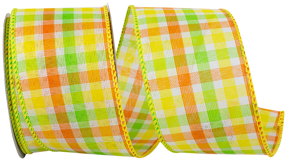 Plaid Wired Edge Ribbon 2-1/2 Inch for Wreaths and Bows