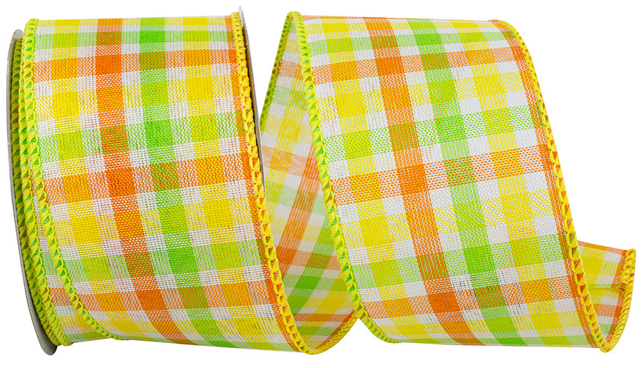 Plaid Wired Edge Ribbon 2-1/2 Inch for Wreaths and Bows